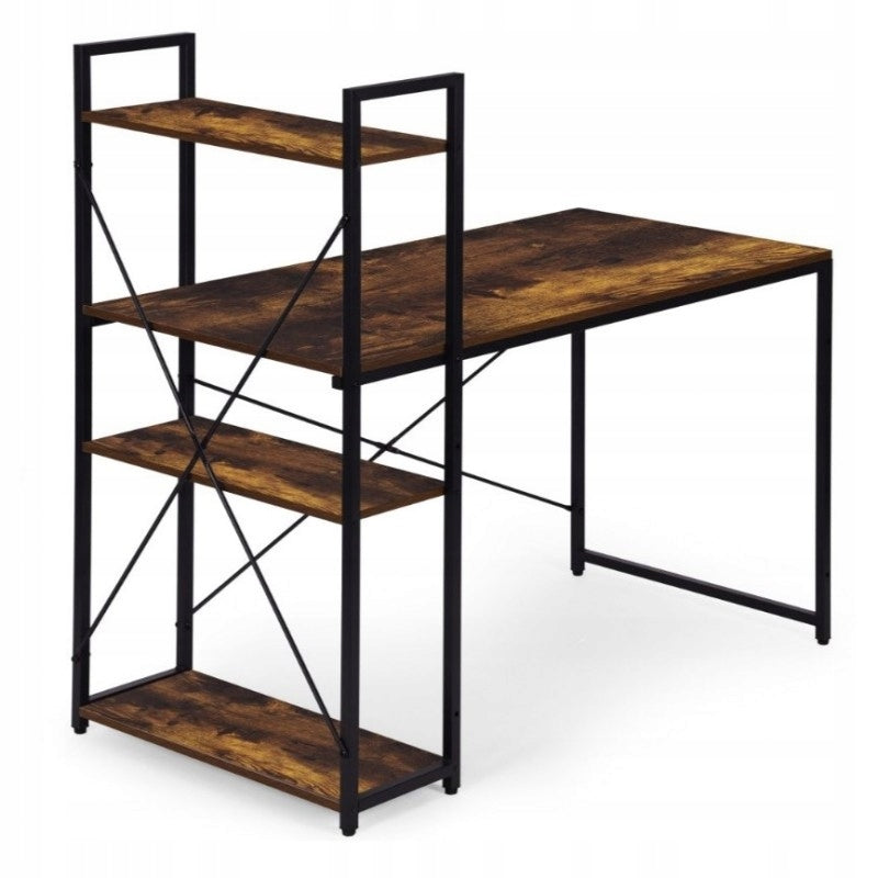 DESK WITH LOFT BOOKCASE FOR STUDIO OFFICE EXTENSION 3SHELVES ADJUSTABLE 120x60cm