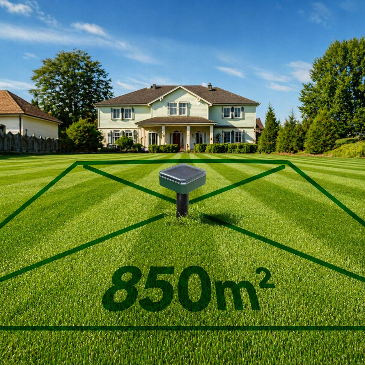 DETERRENT FOR MOLES VOLES MICE MARTENS RODENTS SOLAR VIBRATION 850m² Certificates of conformity CE
