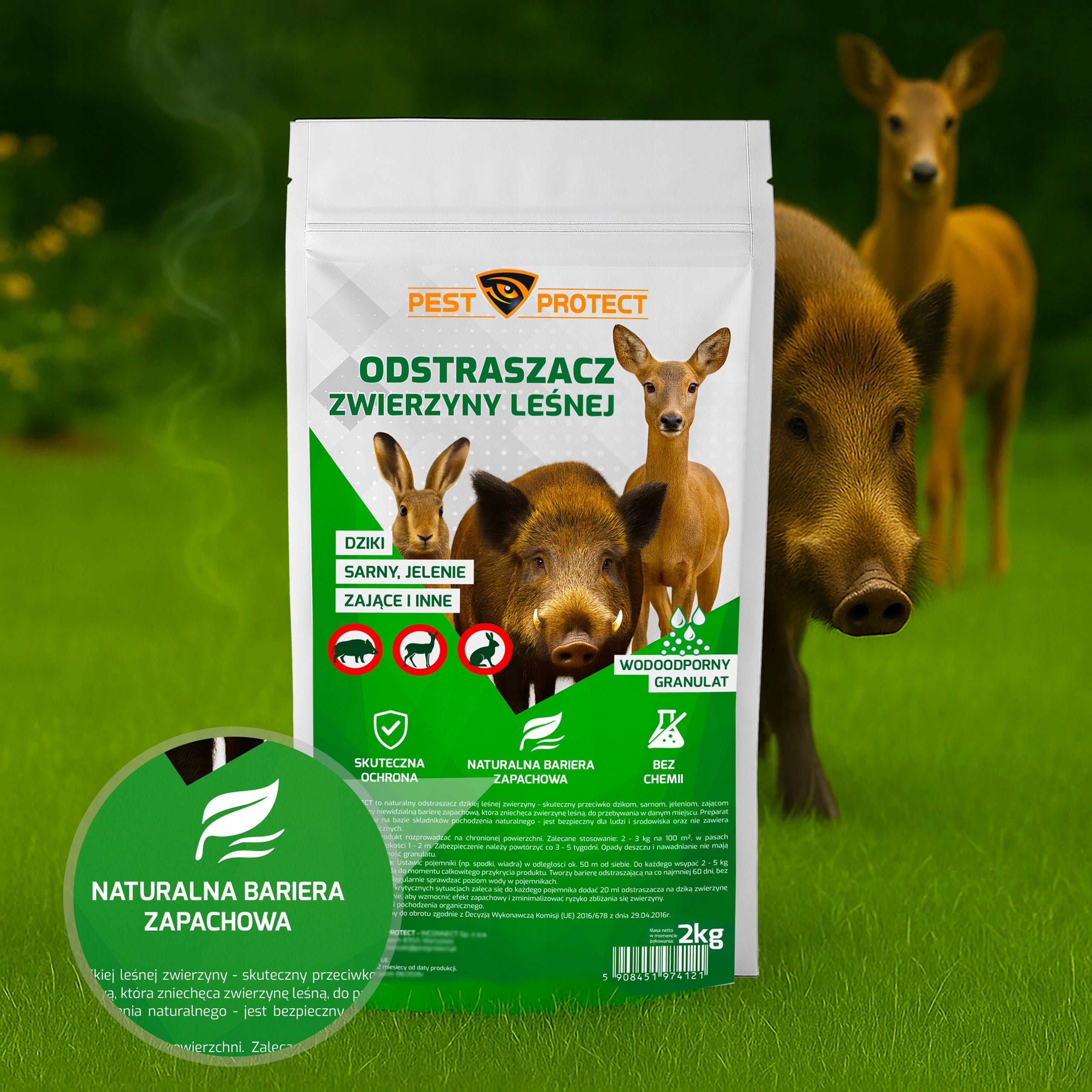 DETERRENT REMEDY FOR WILD ROE DEER HARE GRANULES PEST PROTECT Manufacturer code Odstraszacz na Dziki Sarny 2kg + Miarka