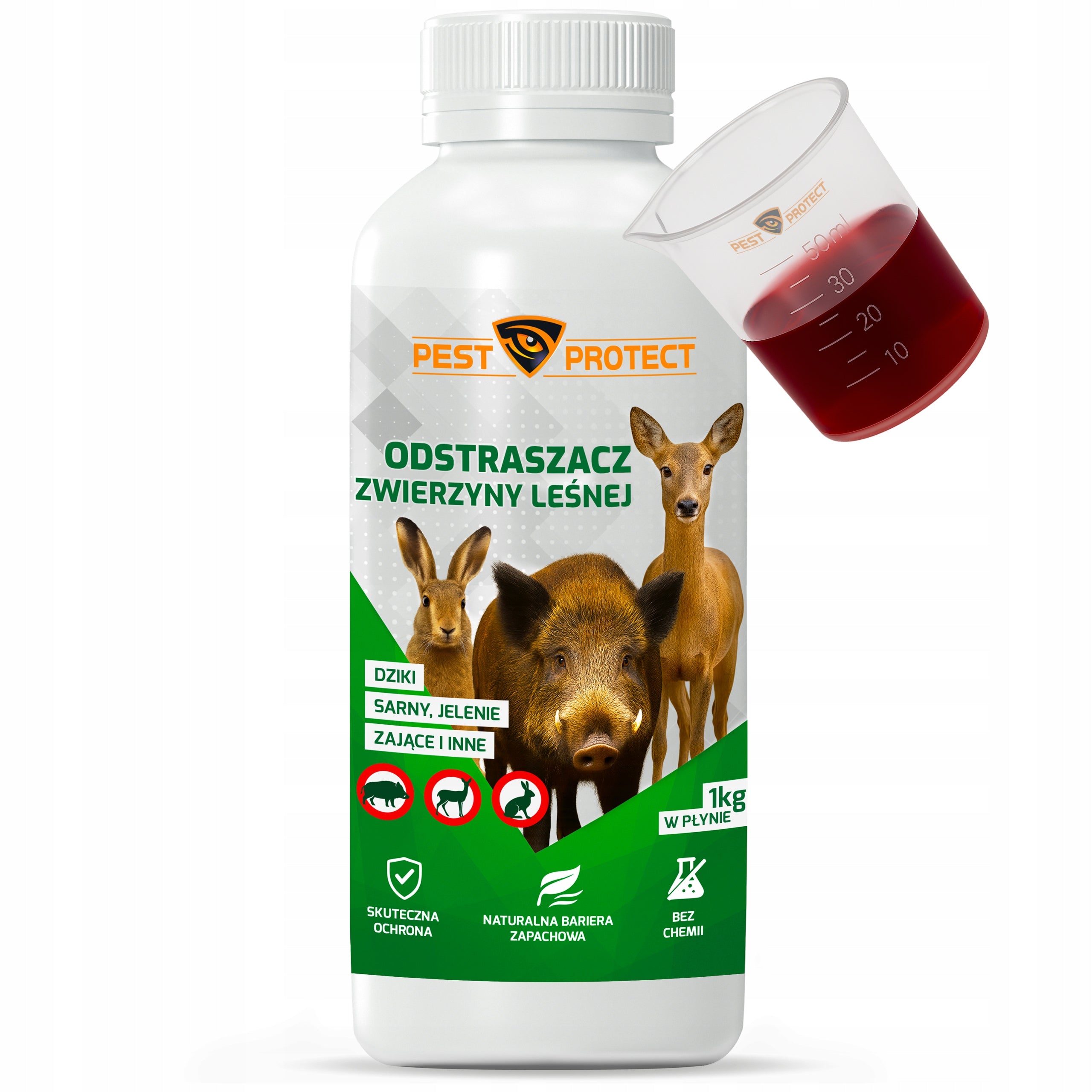 DETERRENT REMEDY FOR WILD ROE DEER HARE LIQUID PEST PROTECT Manufacturer code Odstraszacz na Dziki Sarny Zające +Miarka