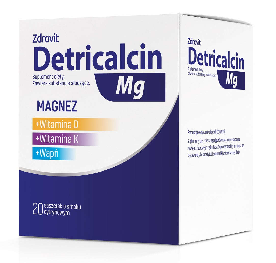 DETRICALCIN MG 20 sachets MAGNESIUM CALCIUM VITAMIN D3 AND K2 LEMON FLAVOUR