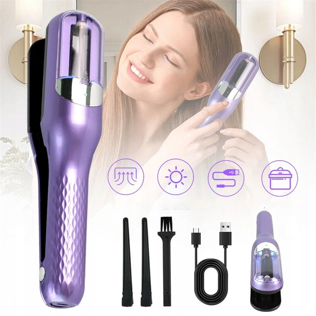 DEVICE FOR REMOVING SPLIT ENDS WITHOUT TRIMMING THE LENGTH OF HAIR