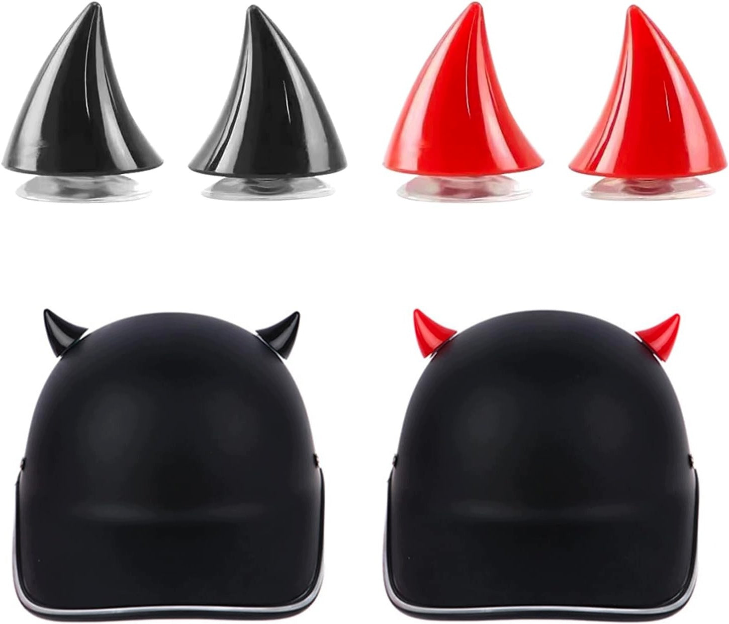 DEVIL'S HORNS FOR MOTORCYCLE HELMET SUCTION CUP DECORATION 4 PIECES