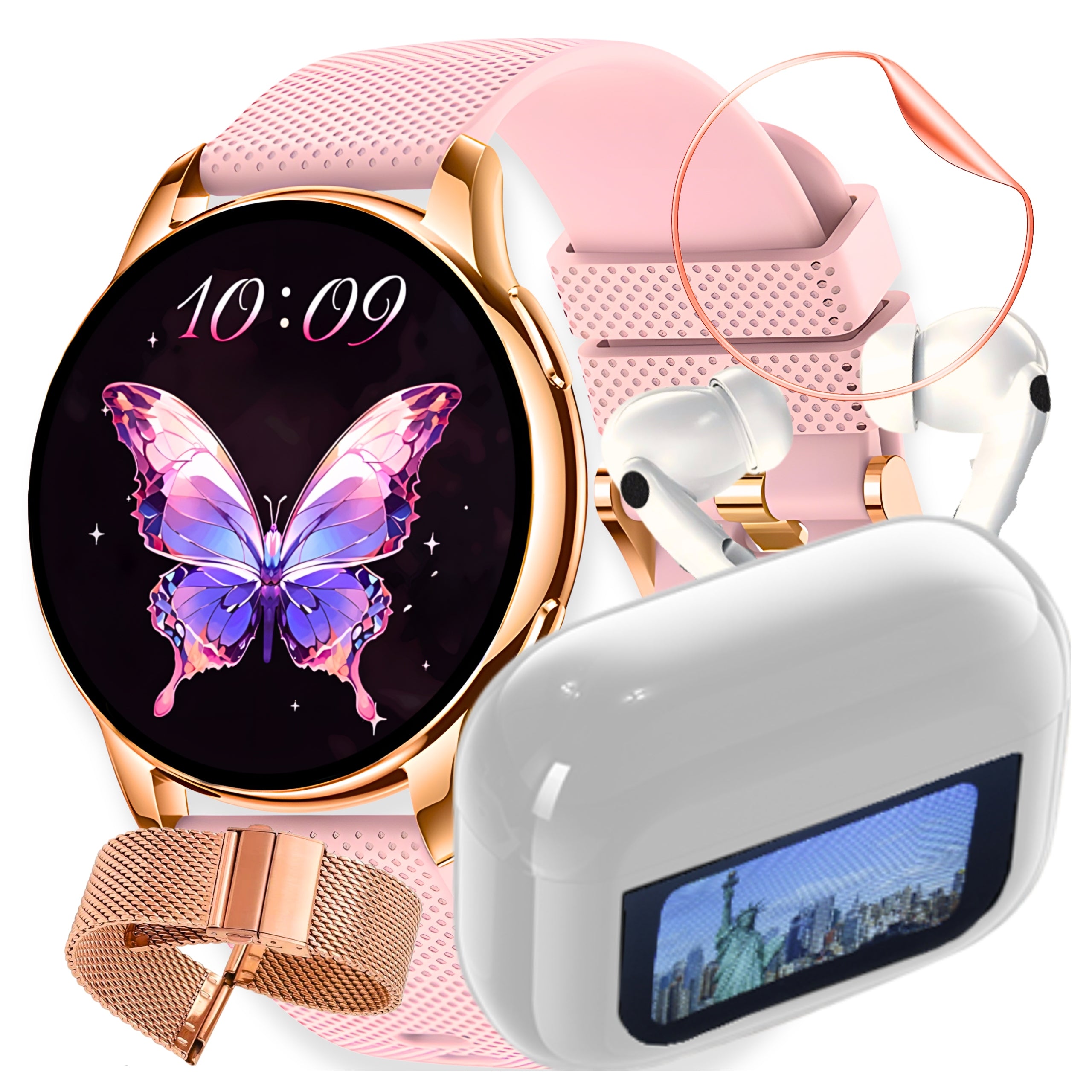 DEVILL Bianca 5in1 gold smartwatch AMOLED conversation menu PL headphones TWS BT