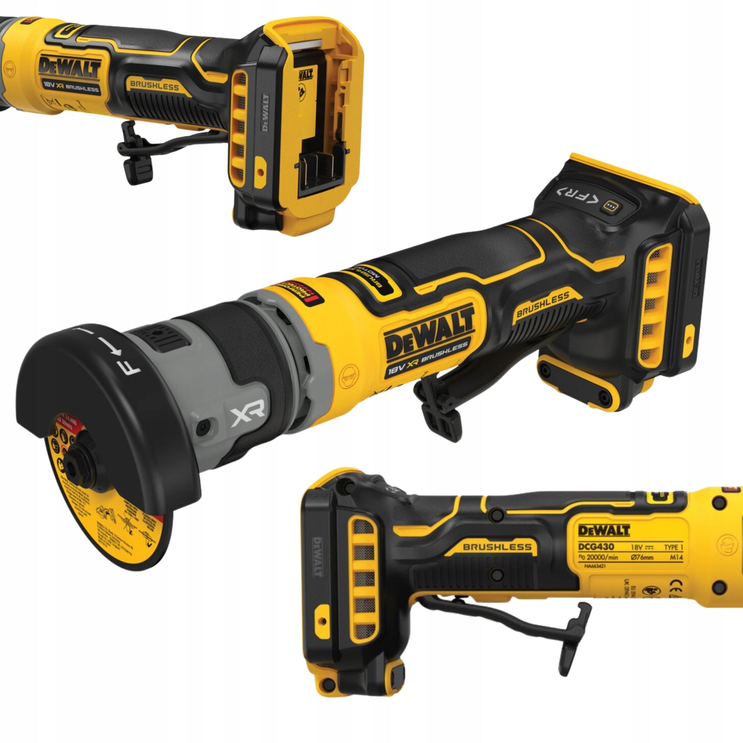 DEWALT DCG430N MINI ANGLE GRINDER COMPACT CUTTER 76 MM