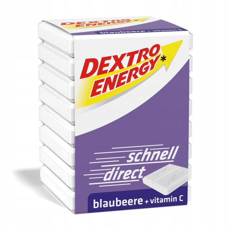 DEXTRO Energy Glucose Dextrose Tablets Flavour Blueberry Energy Cubes Packaging status original