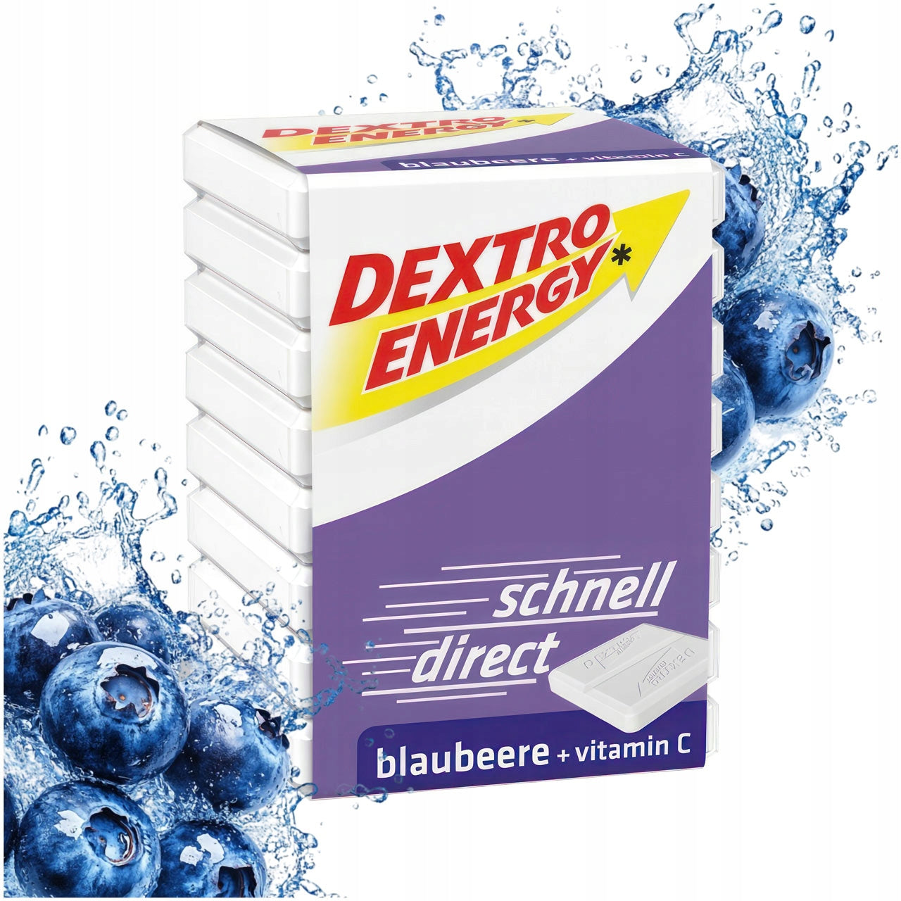 DEXTRO Energy Glucose Dextrose Tablets Flavour Blueberry Energy Cubes