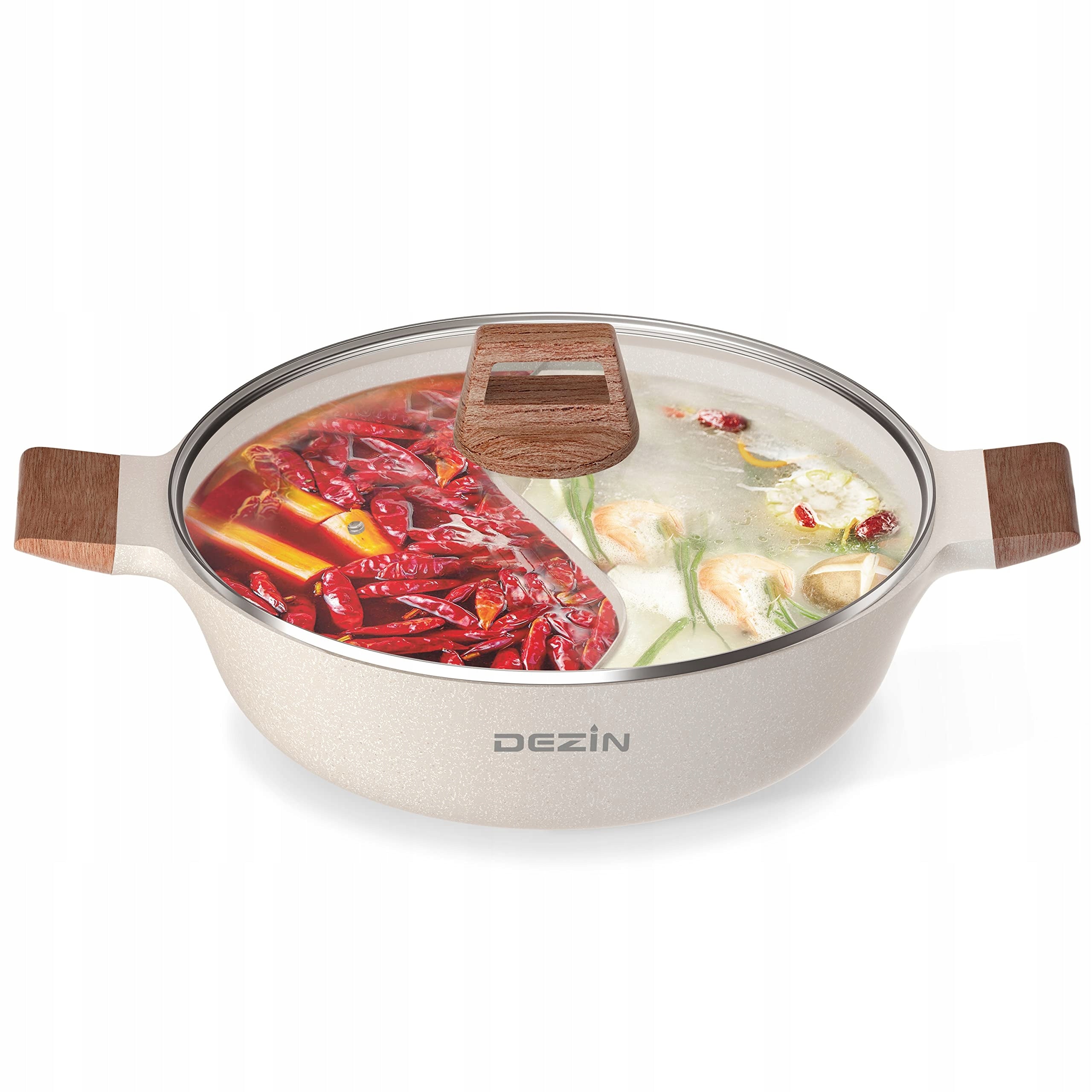 DEZIN Shabu 5-QT Double Flavor Pot With Partition For Induction And Gas