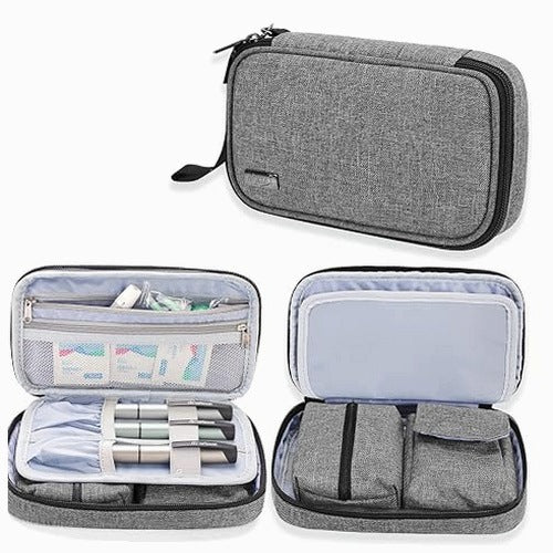 DIABETIC BAG FOR GLUCOSE METER DIABETES ACCESSORIES GREY FOR HOME