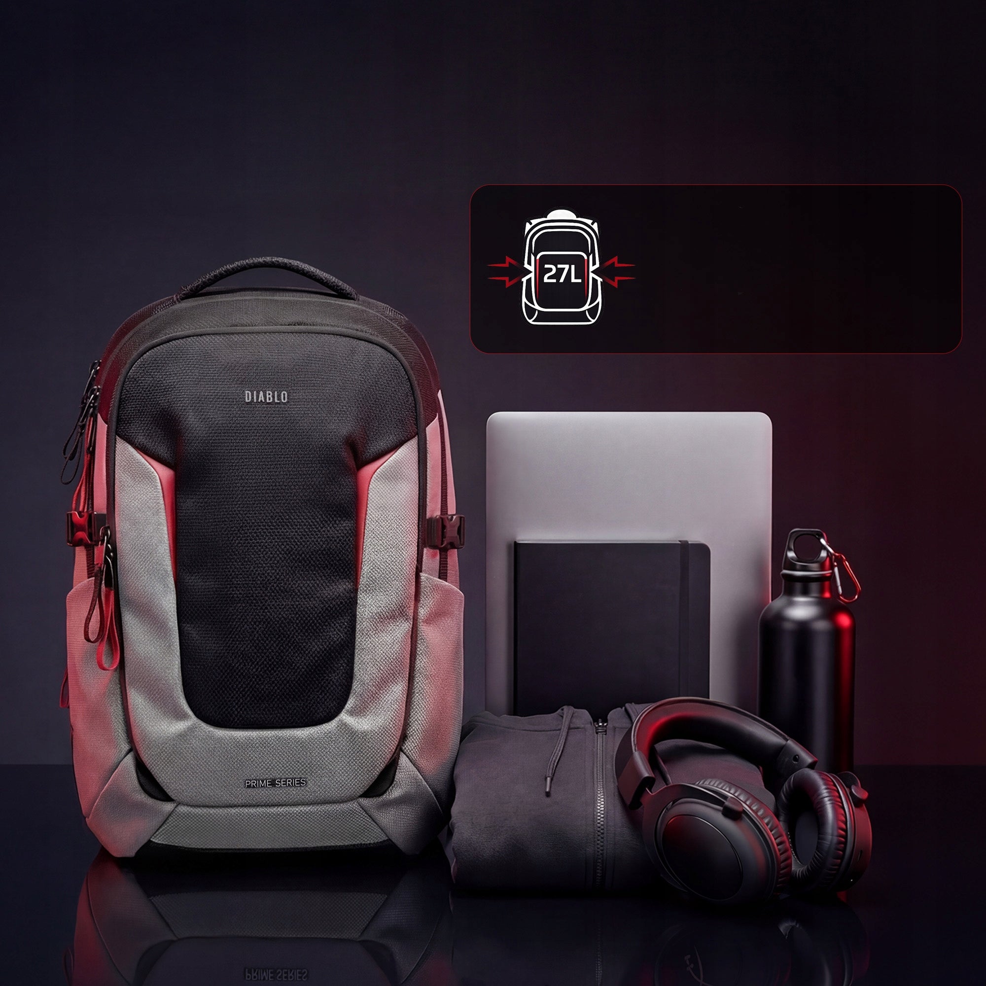 DIABLO Prime Laptop Backpack Grey Nightwolf Moon Brand Diablo Chairs