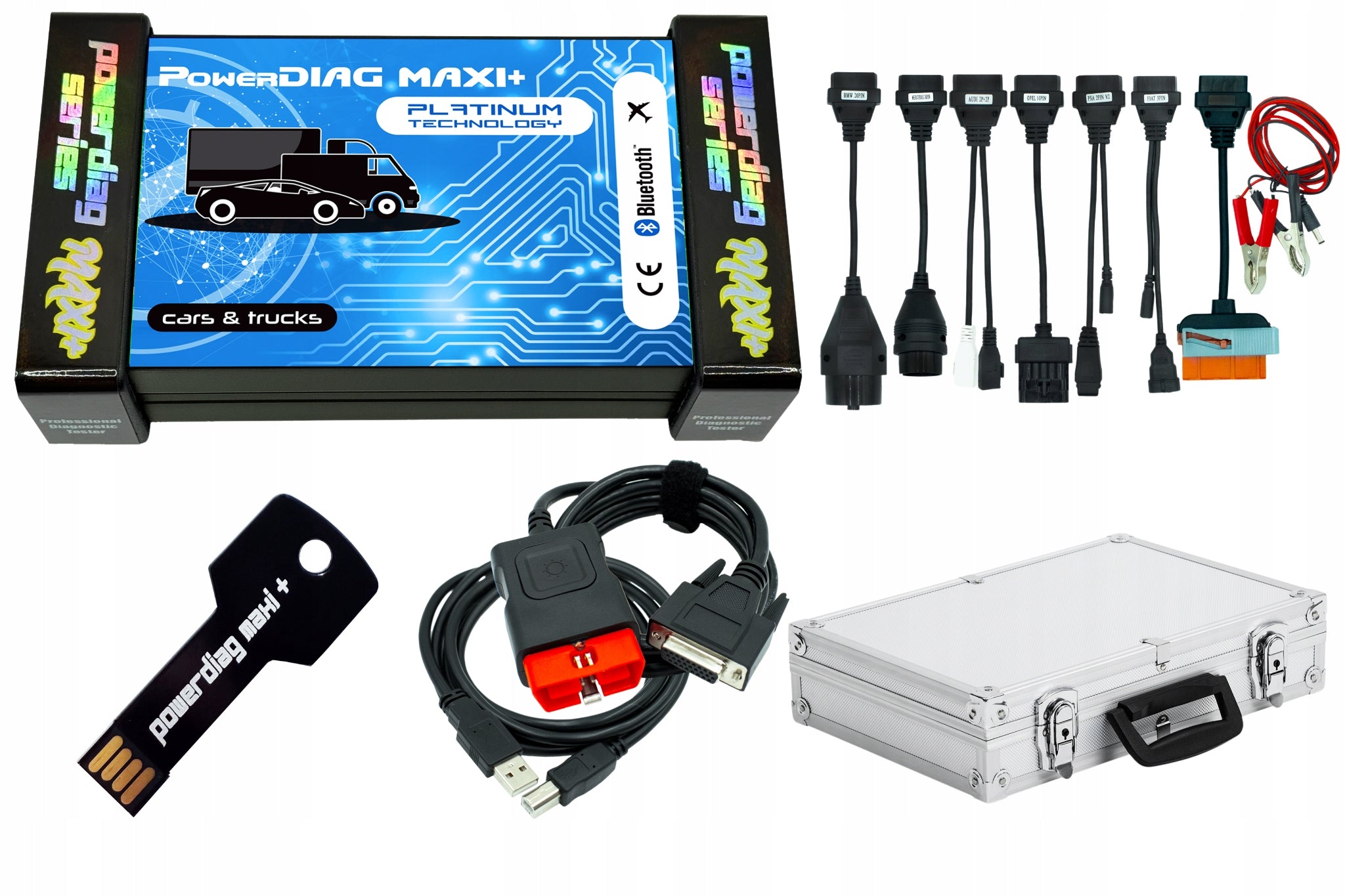 DIAGNOSTIC COMPUTER POWERDIAG MAXI+ PLATINUM + 8 PASSENGER CABLES + SUITCASE