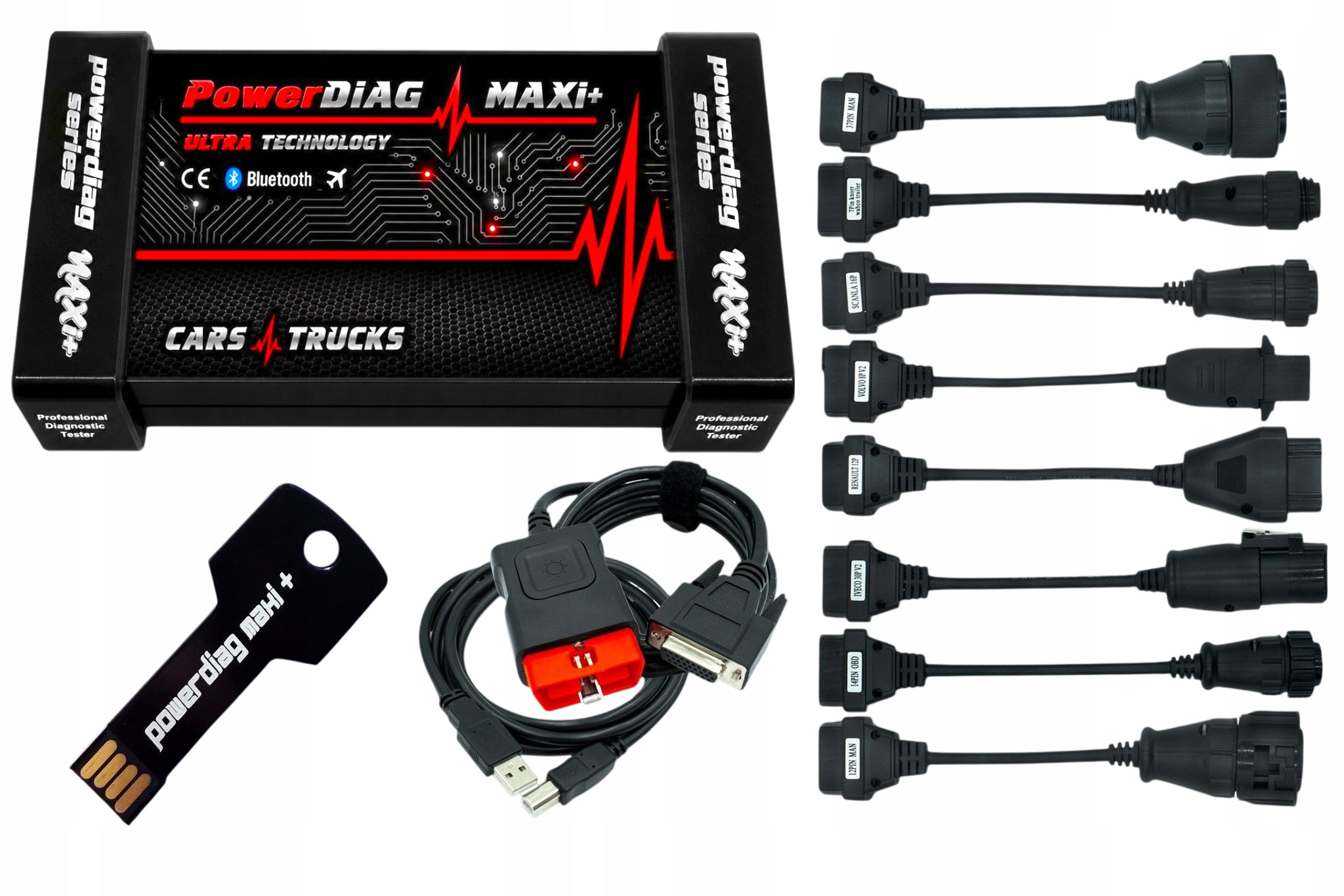 DIAGNOSTIC COMPUTER ULTRA 2026 +8 TRUCK CABLES DAF MAN SCANIA IVECO