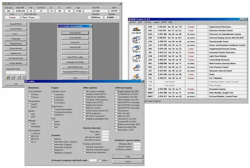 DIAGNOSTIC INTERFACE BMW SCANNER 1.4.0 SERIES E DIAGNOSTICS 1994-2010 EAN (GTIN) 5907269799483