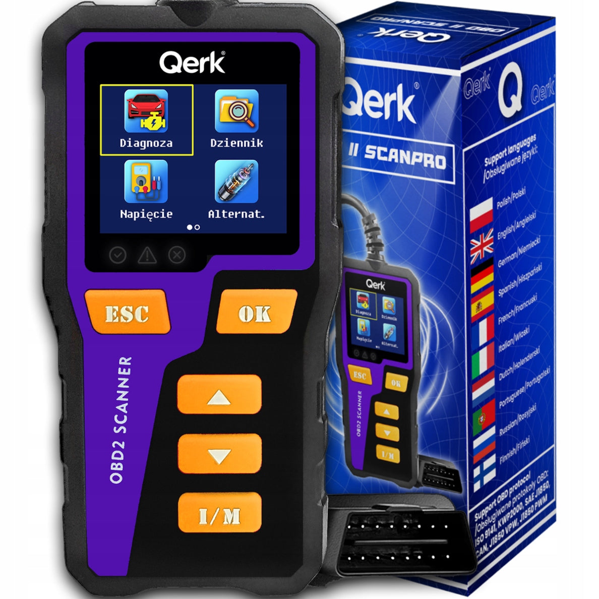 DIAGNOSTIC INTERFACE OBD2 TESTER POLISH MENU COLOR SCREEN QERK T51