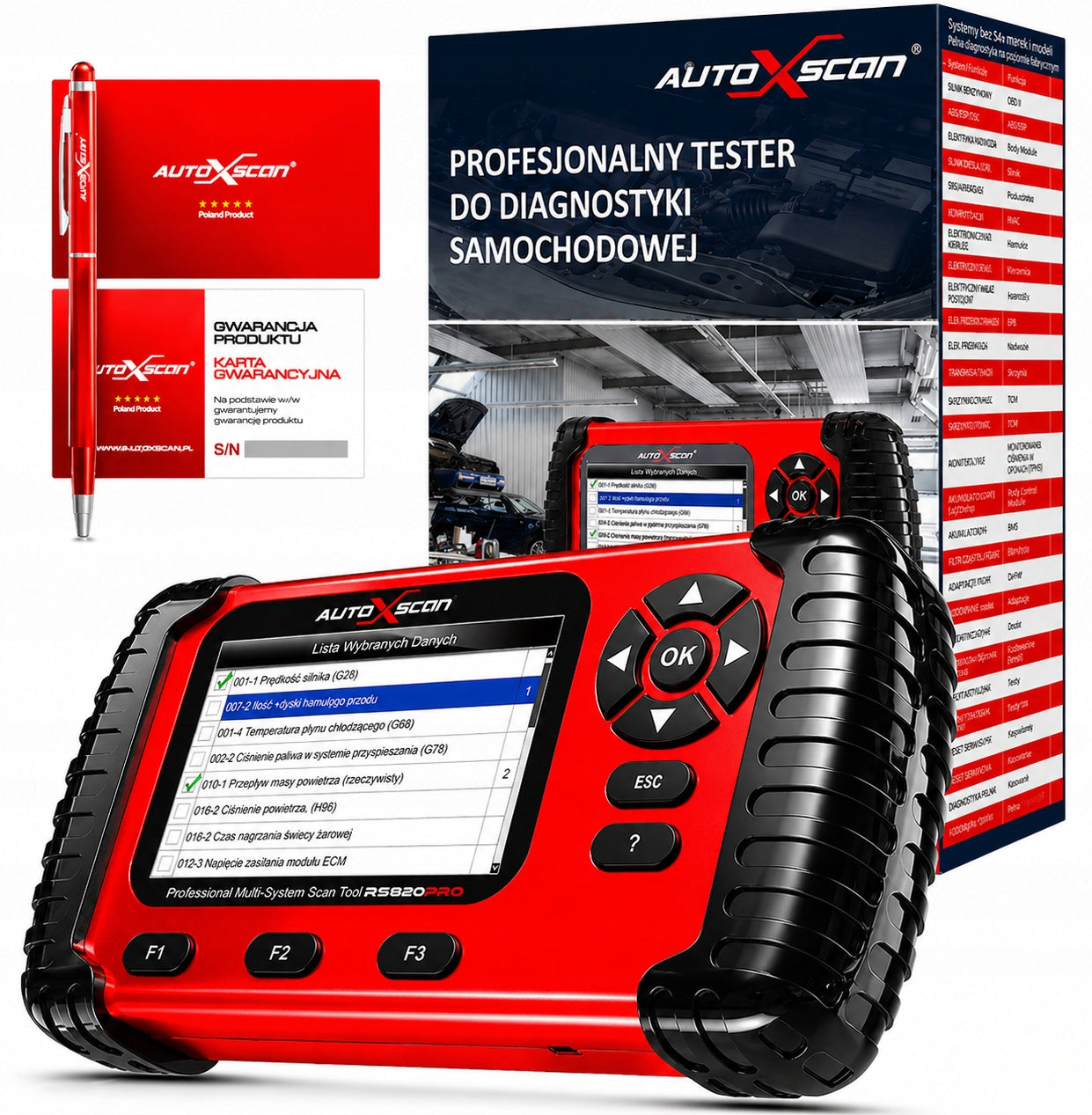 DIAGNOSTIC TESTER AUTOXSCAN RS820PRO PL 1 BRAND FREE UPDATES!