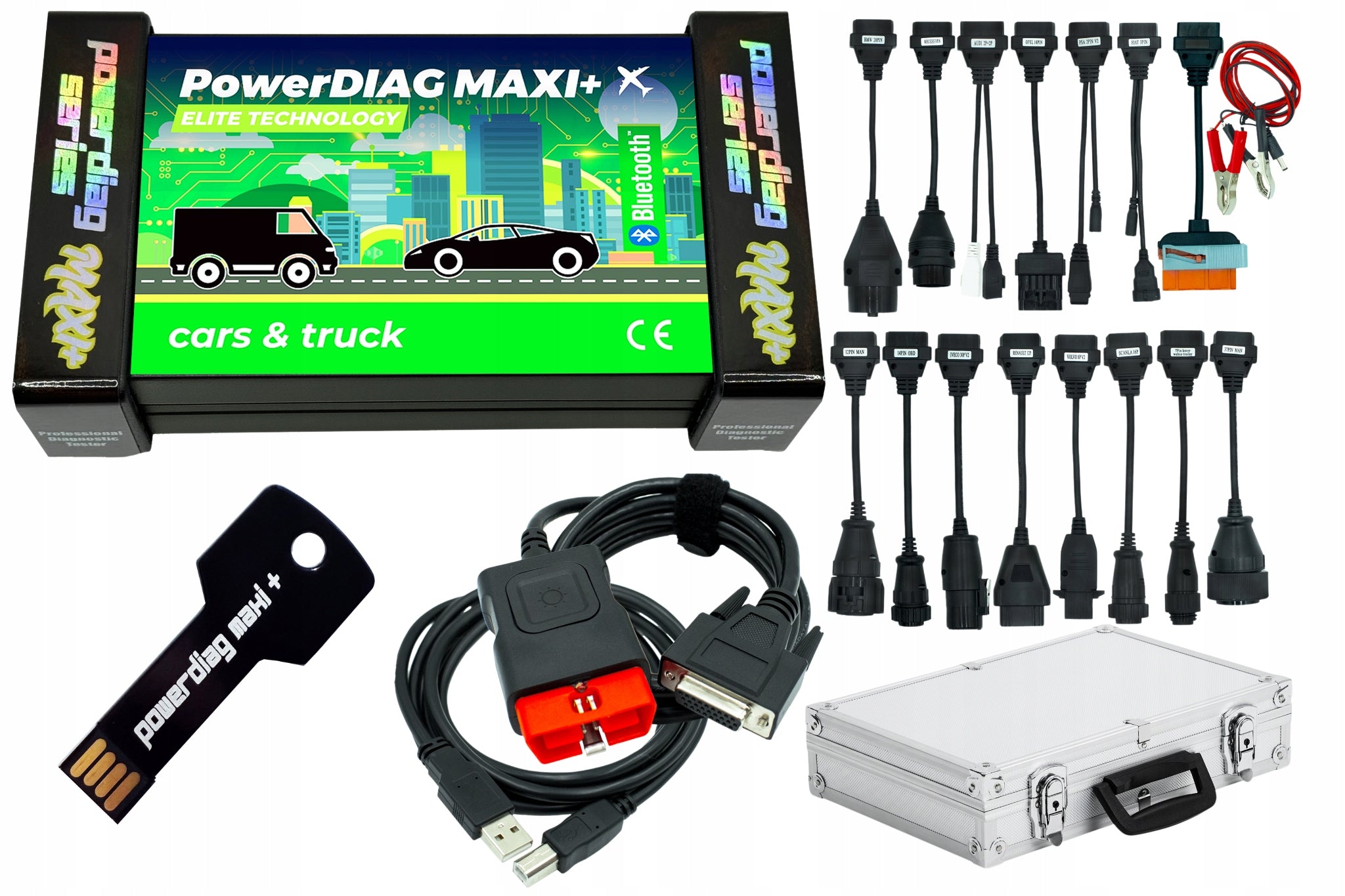 DIAGNOSTIC TESTER POWERDIAG MAXI+ ELITE SCANNER 2026 + 8 PERSONAL CABLES PL