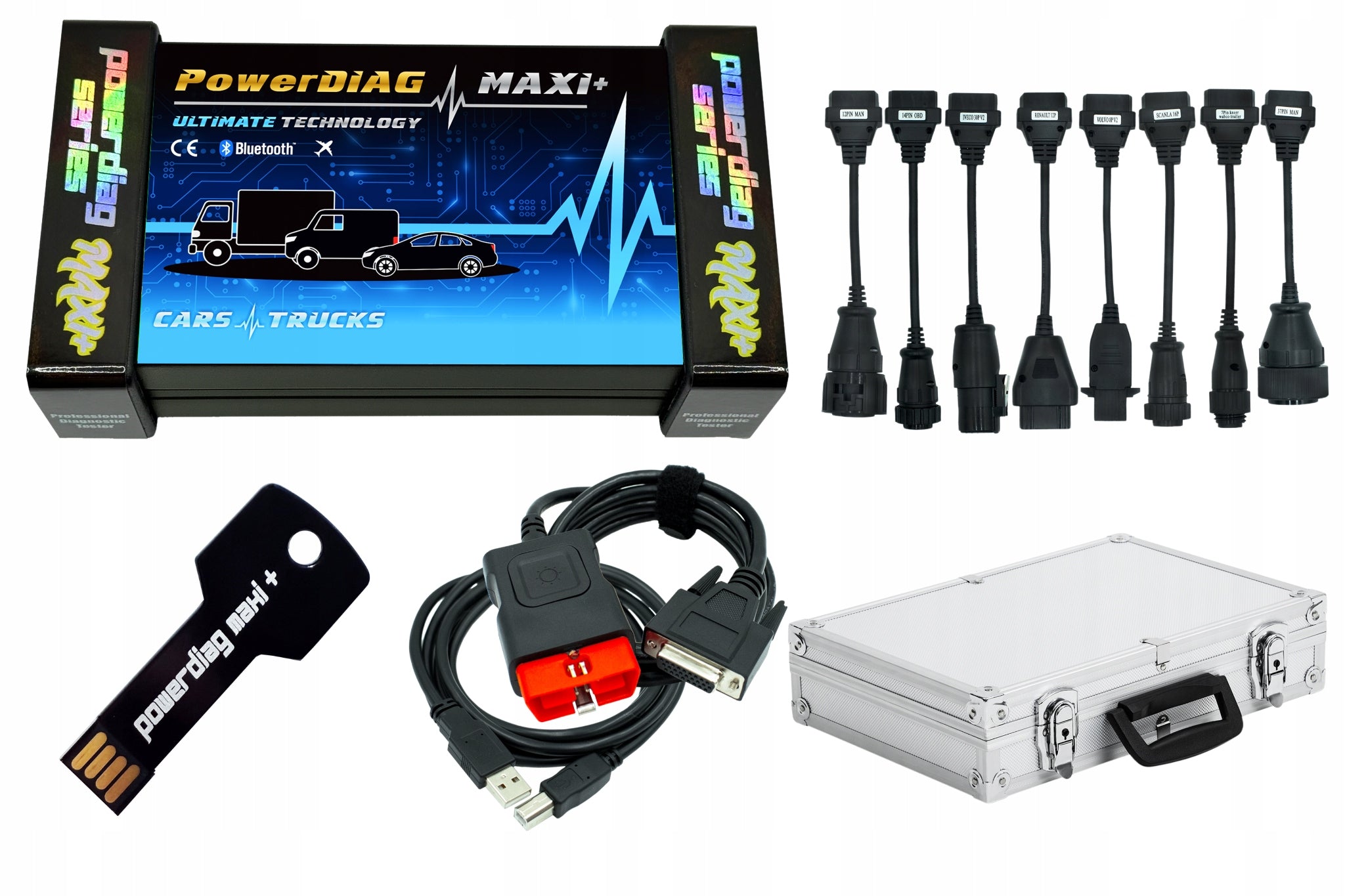 DIAGNOSTIC TESTER PowerDIAG MAXI+ ULTIMATE + 8 TRUCK CABLES + SUITCASE