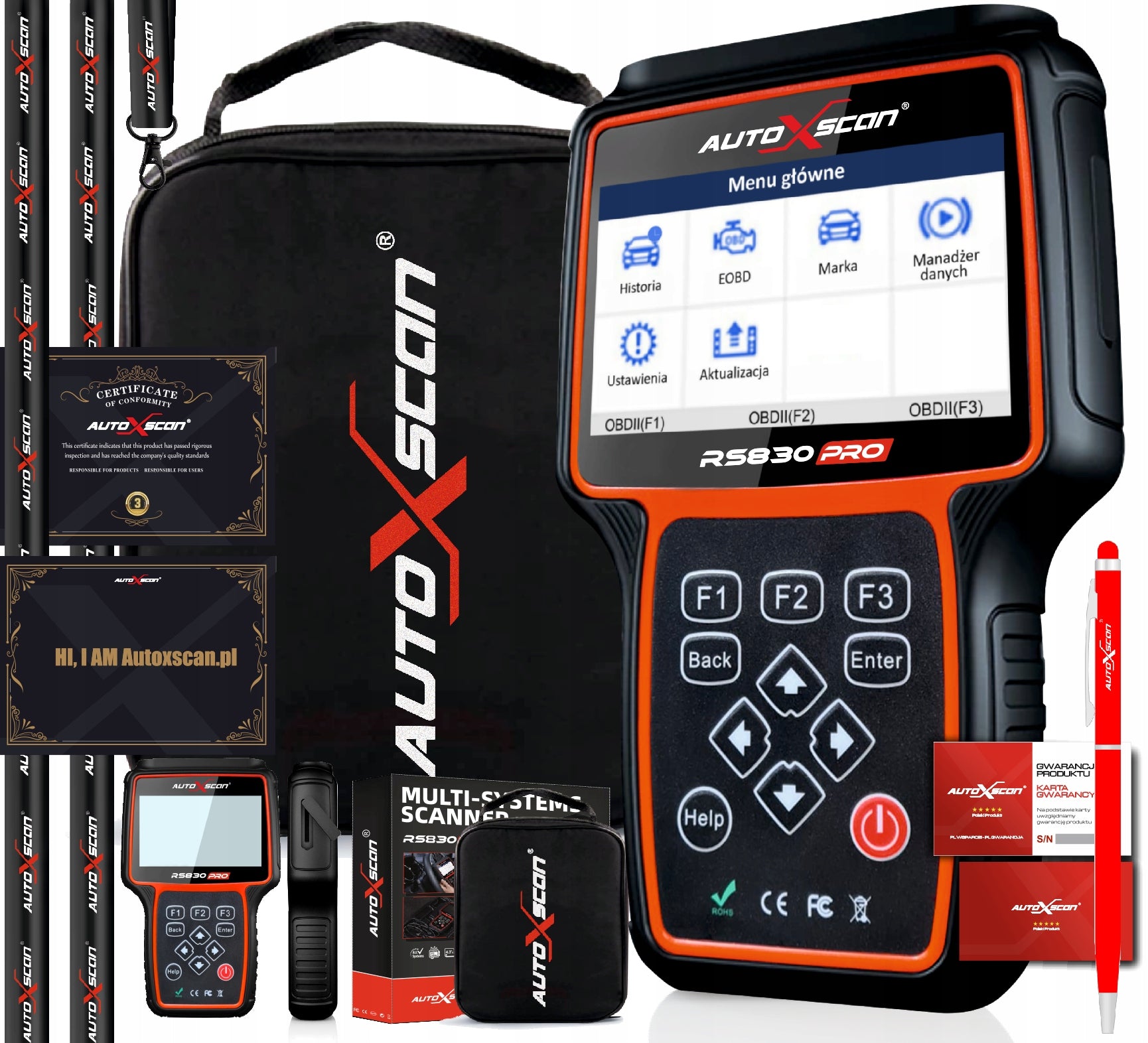 DIAGNOSTIC TESTER RS830PRO 1 BRAND + OBDII POLISH LANGUAGE FREE UPDATE