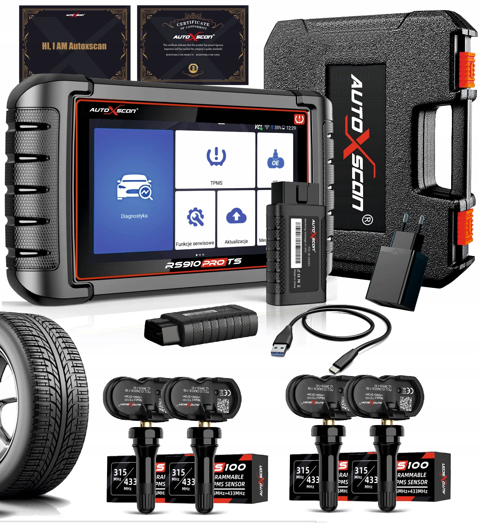 DIAGNOSTIC TESTER RS910 PRO TS SENSORS TPMS x4