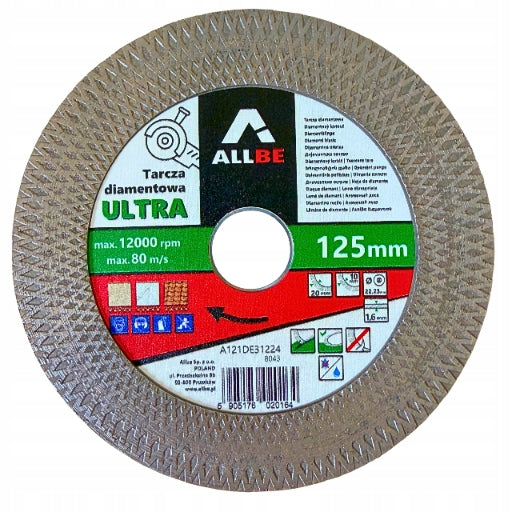 DIAMOND BLADE 125mm FOR STONEWARE CUTTING TILES AND GRINDING CERAMIC 45° Manufacturer code A121DE31224