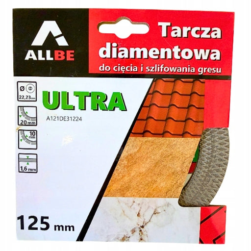 DIAMOND BLADE 125mm FOR STONEWARE CUTTING TILES AND GRINDING CERAMIC 45° Series TARCZA DIAMENTOWA
