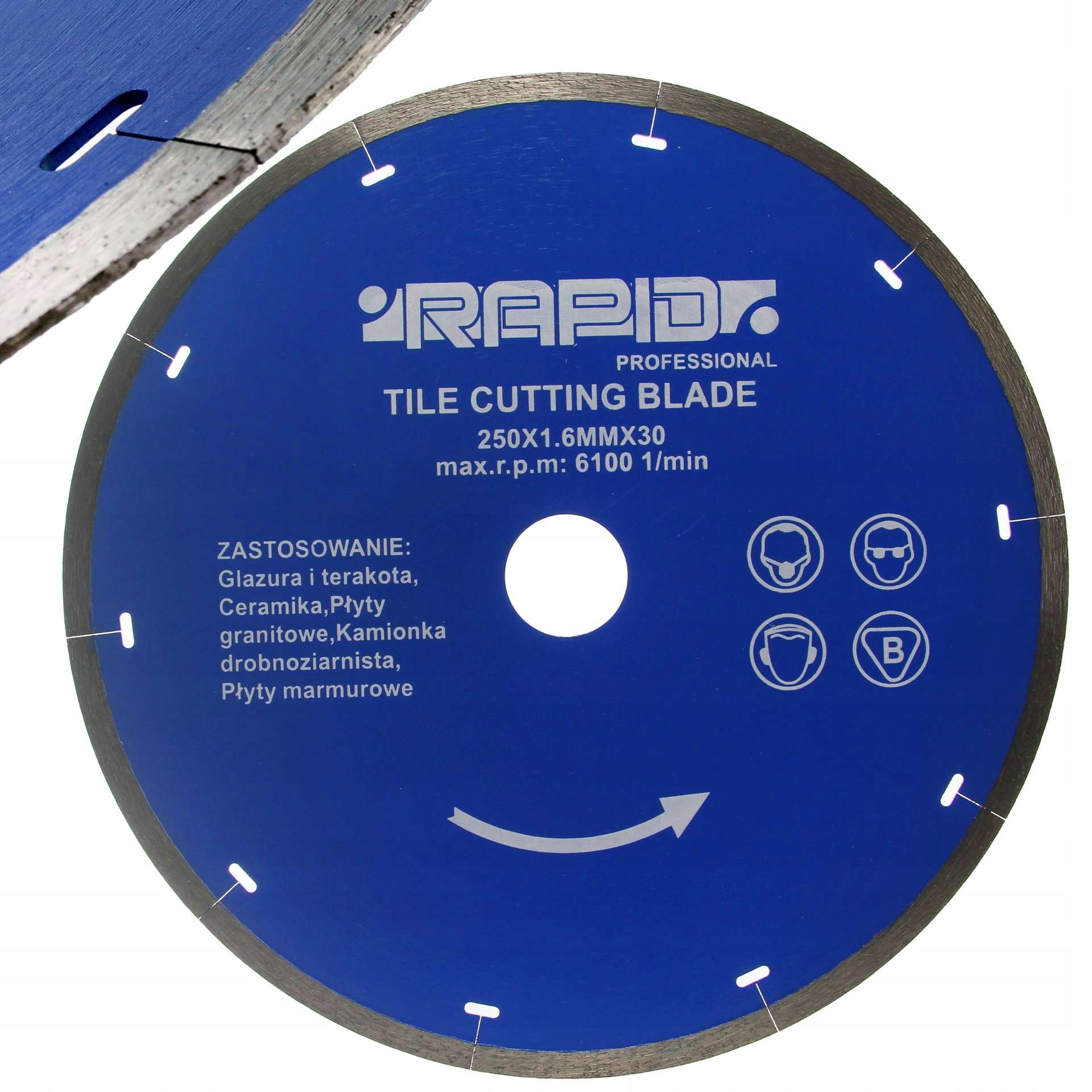 DIAMOND BLADE 250x1.6x30.0 SMOOTH RAPID NO JAGGED EDGES 08717 Brand Rapid