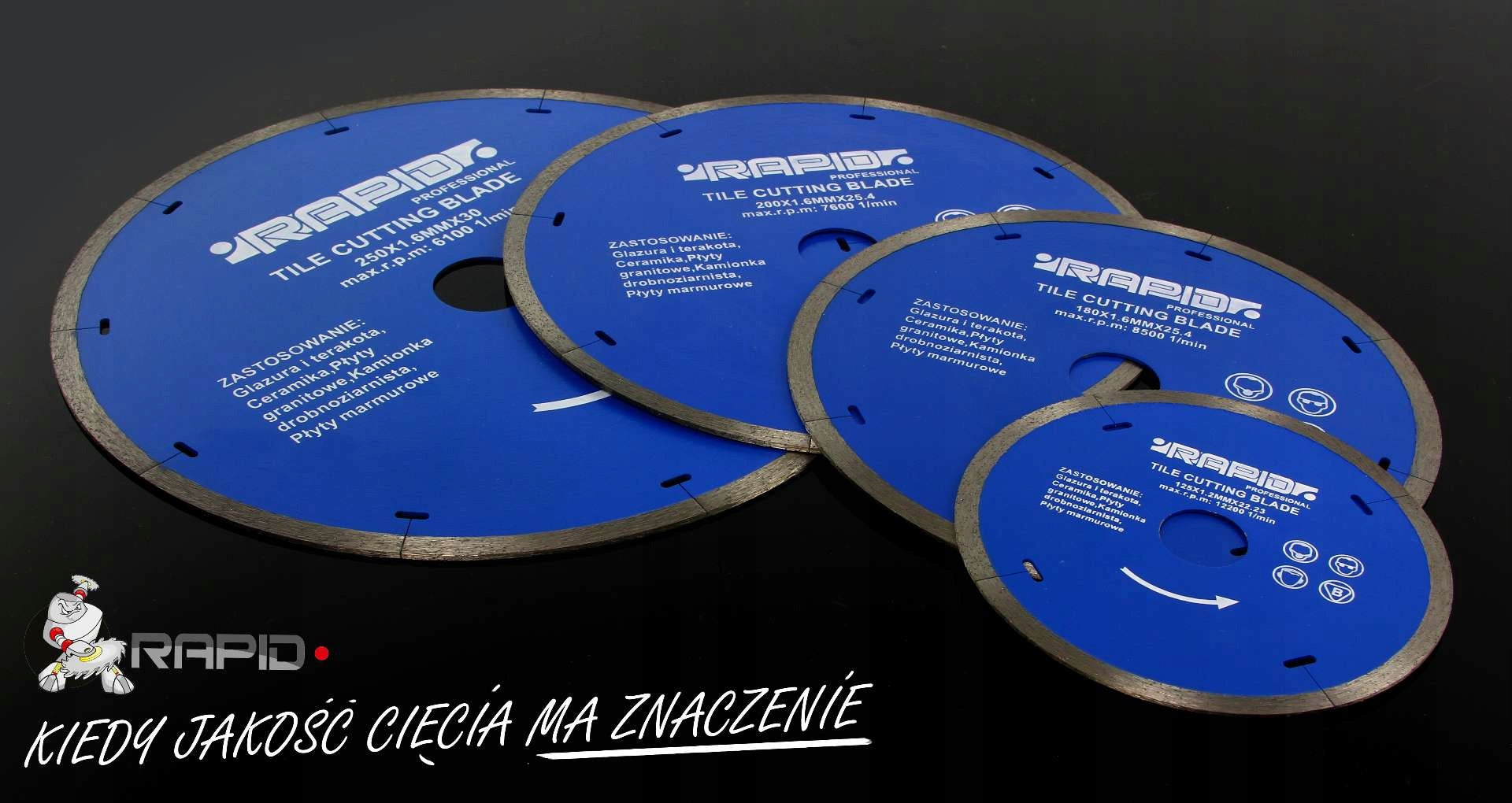DIAMOND BLADE 250x1.6x30.0 SMOOTH RAPID NO JAGGED EDGES 08717 Hole diameter 30mm
