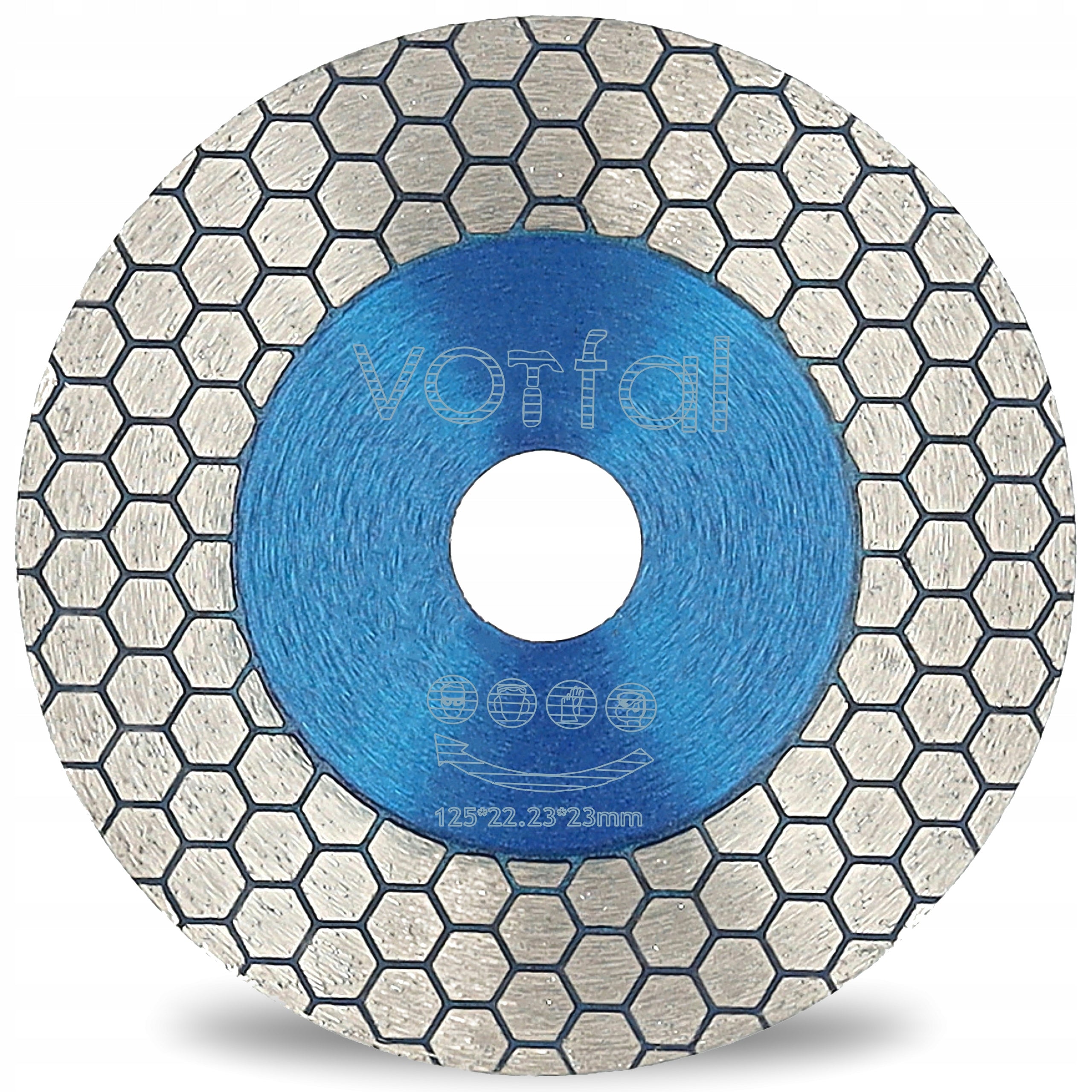DIAMOND BLADE FOR CUTTING STONEWARE AT AN ANGLE OF 45° CHAMFERING CORNERS 125MM