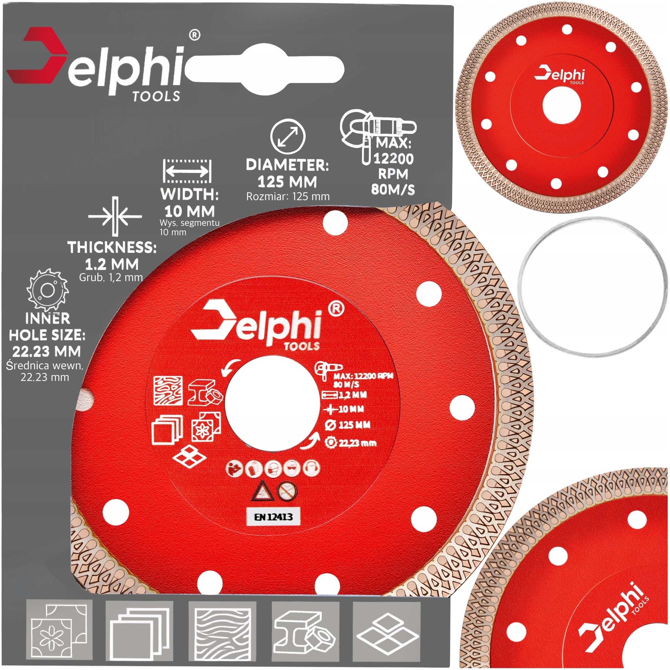 DIAMOND BLADE FOR CUTTING STONEWARE SINTERED CERAMIC TILES 125MM 1.2 Packaging status original