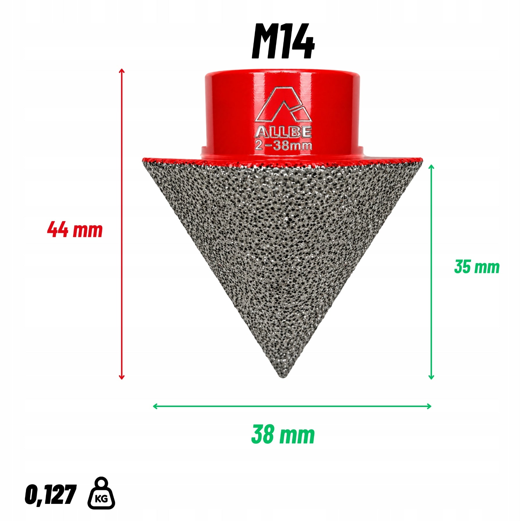 DIAMOND CUTTER CONE FOR STONEWARE 2-38MM M14 CERAMIC GLAZE HOLE SAW Packaging status original