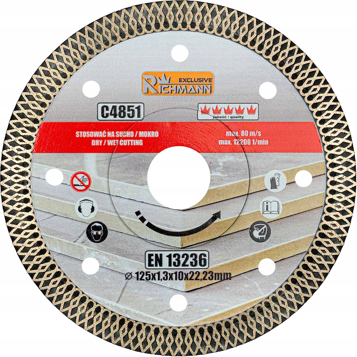 DIAMOND CUTTING DISC THIN DRY WET STONEWARE TILES STRAIGHT CUTTING 125MM Packaging status original