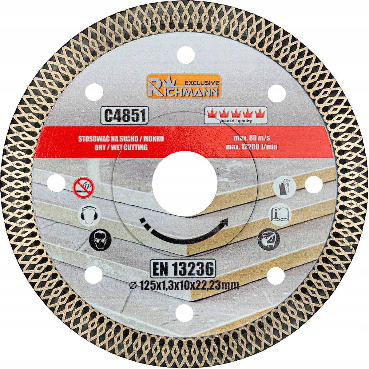 DIAMOND CUTTING DISC THIN DRY WET STONEWARE TILES STRAIGHT CUTTING 125MM Packaging status original