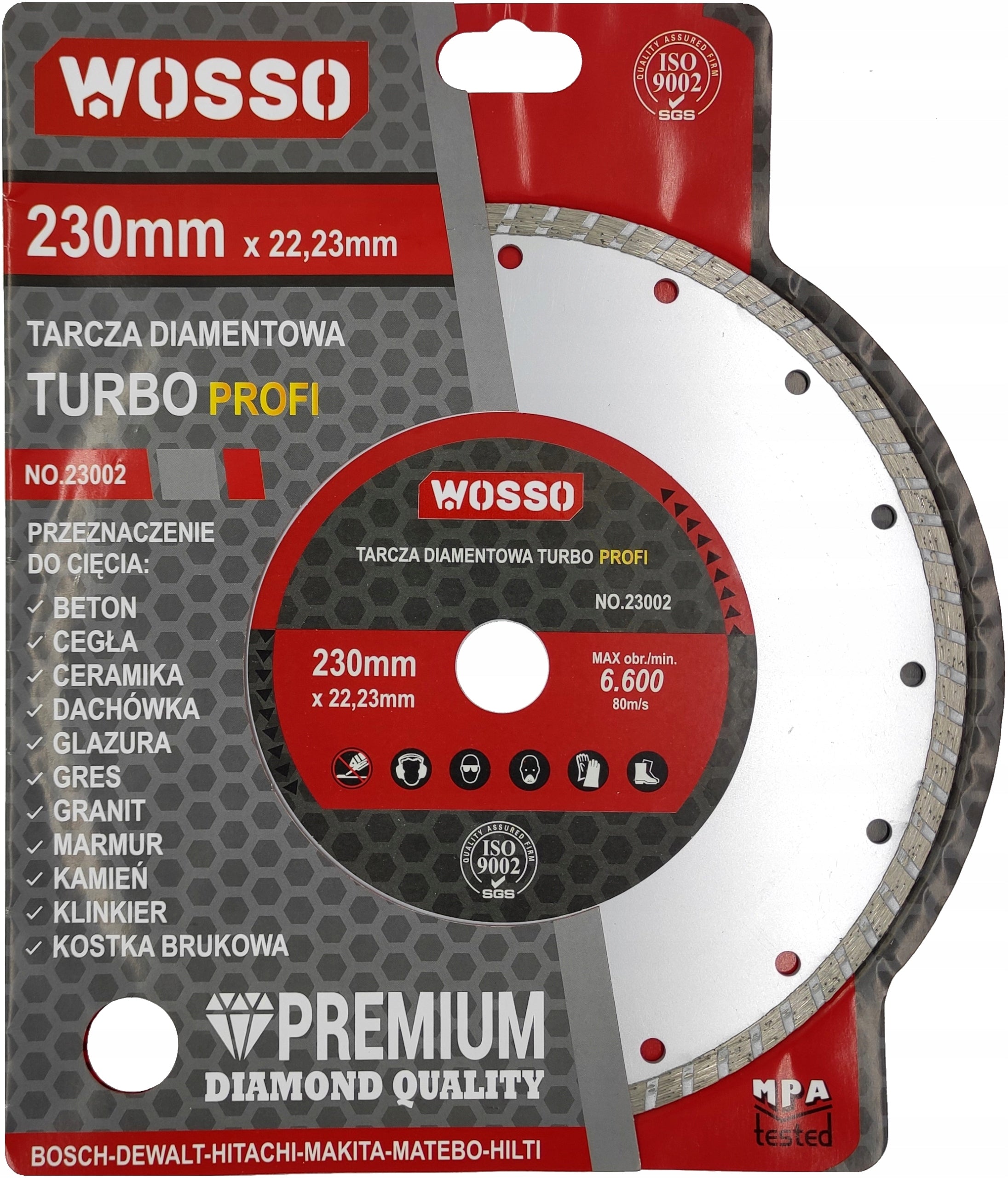 DIAMOND DISC 230MM FOR CONCRETE STONE CUBES BRICK TYPE TURBO PRO WOSSO EAN (GTIN) 5903896895208