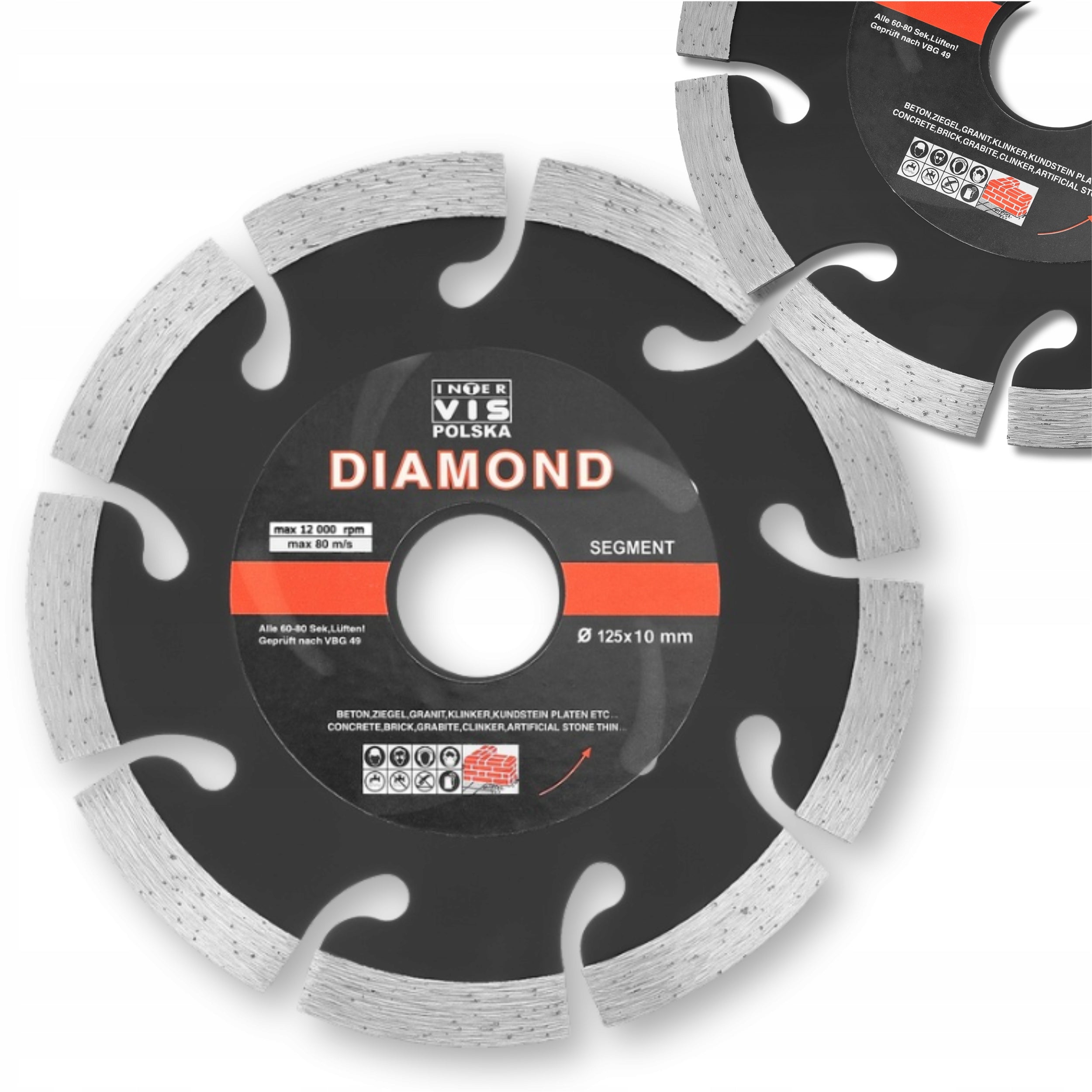 DIAMOND DISC FOR CUTTING CONCRETE CUBES SEGMENT 125mm x 22mm
