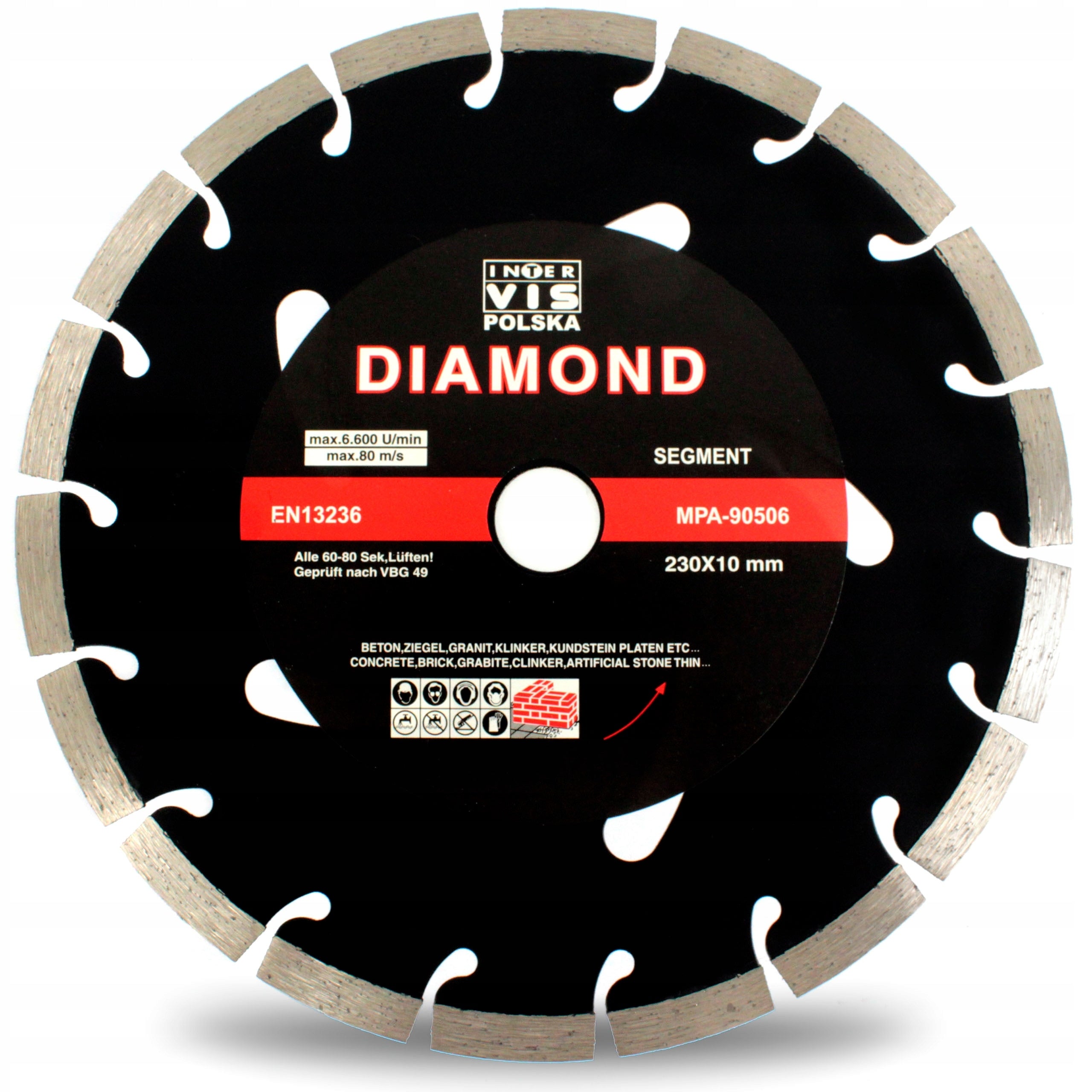 DIAMOND DISC FOR CUTTING CONCRETE CUBES SEGMENT 230x22 mm