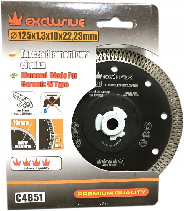 DIAMOND DISC FOR CUTTING SINTER TILE STONEWARE 125x1,3 MM/22.2mm C4851 Manufacturer code C4851