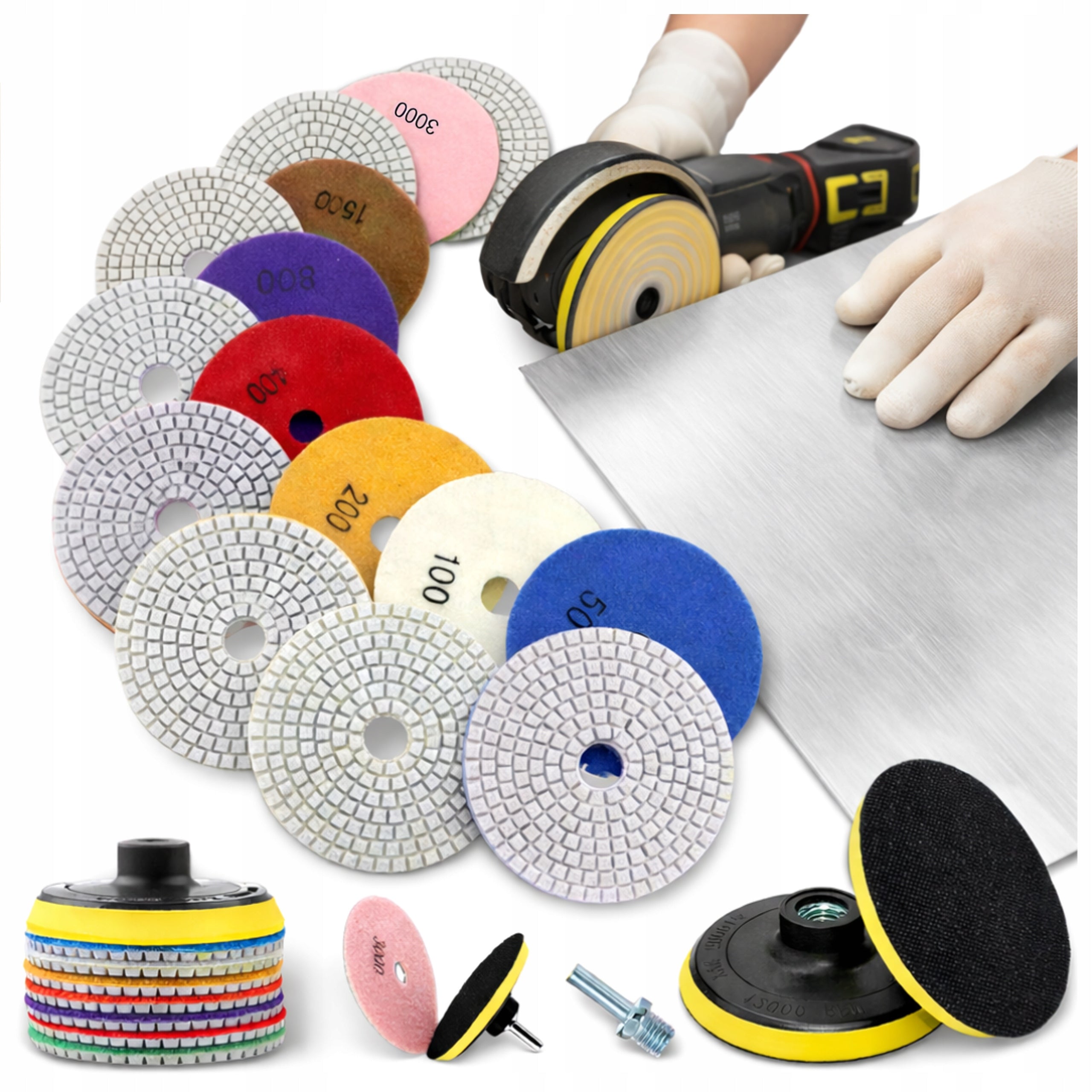 DIAMOND DISC SET FOR GRINDING CERAMIC SINTER STONEWARE POLISHING