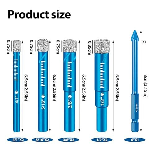 DIAMOND DRILL BITS FOR GRANITE CERAMIC TILE 6 12MM SET OF 9 Manufacturer code SWC5908151667965