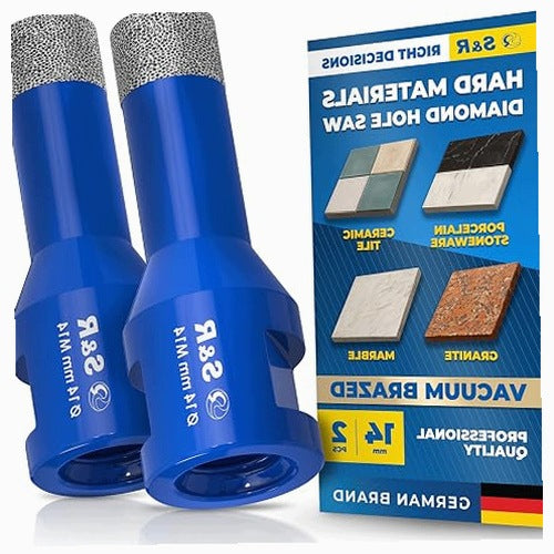 DIAMOND DRILL BITS FOR TILES M14 PROFESSIONAL SET OF 2 STEEL