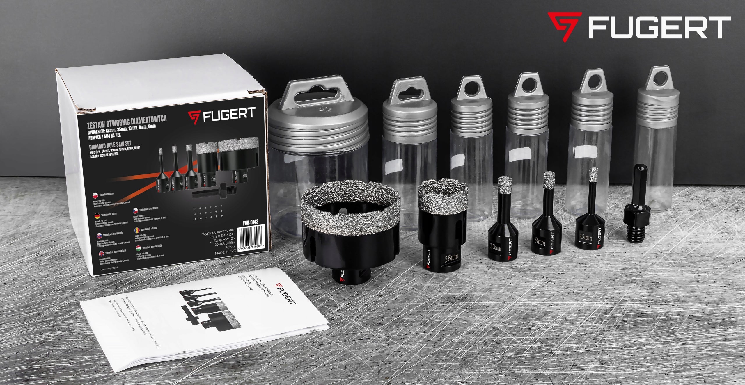DIAMOND FORAMINIFERA FOR STONEWARE DRILL SET FORAMINIFERA M14 6-68MM + ADAPTER Packaging status original