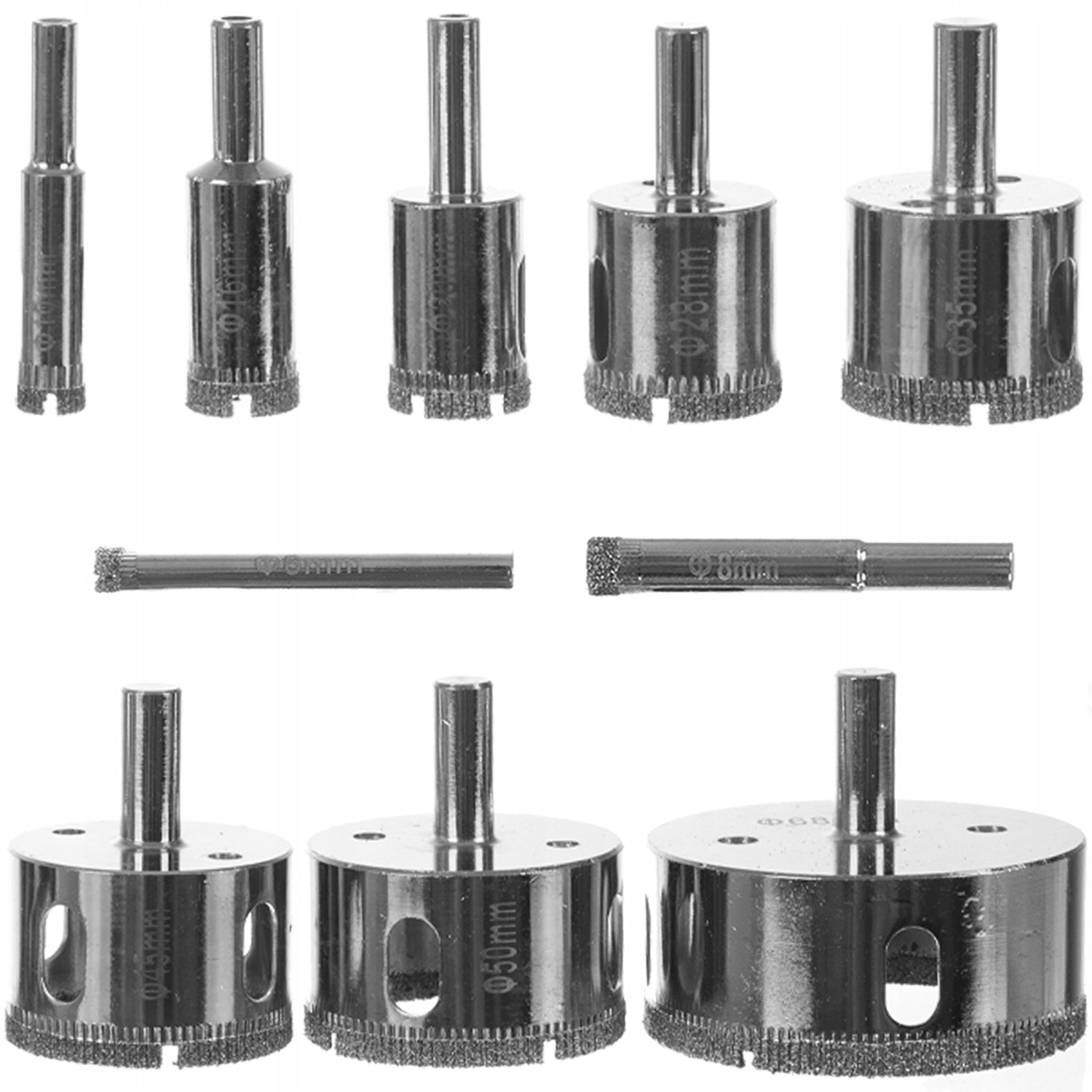 DIAMOND HOLE SAW FOR STONEWARE GLASS TILES DRILL BITS 6-68 mm SET OF 10 PCS. Brand no brand