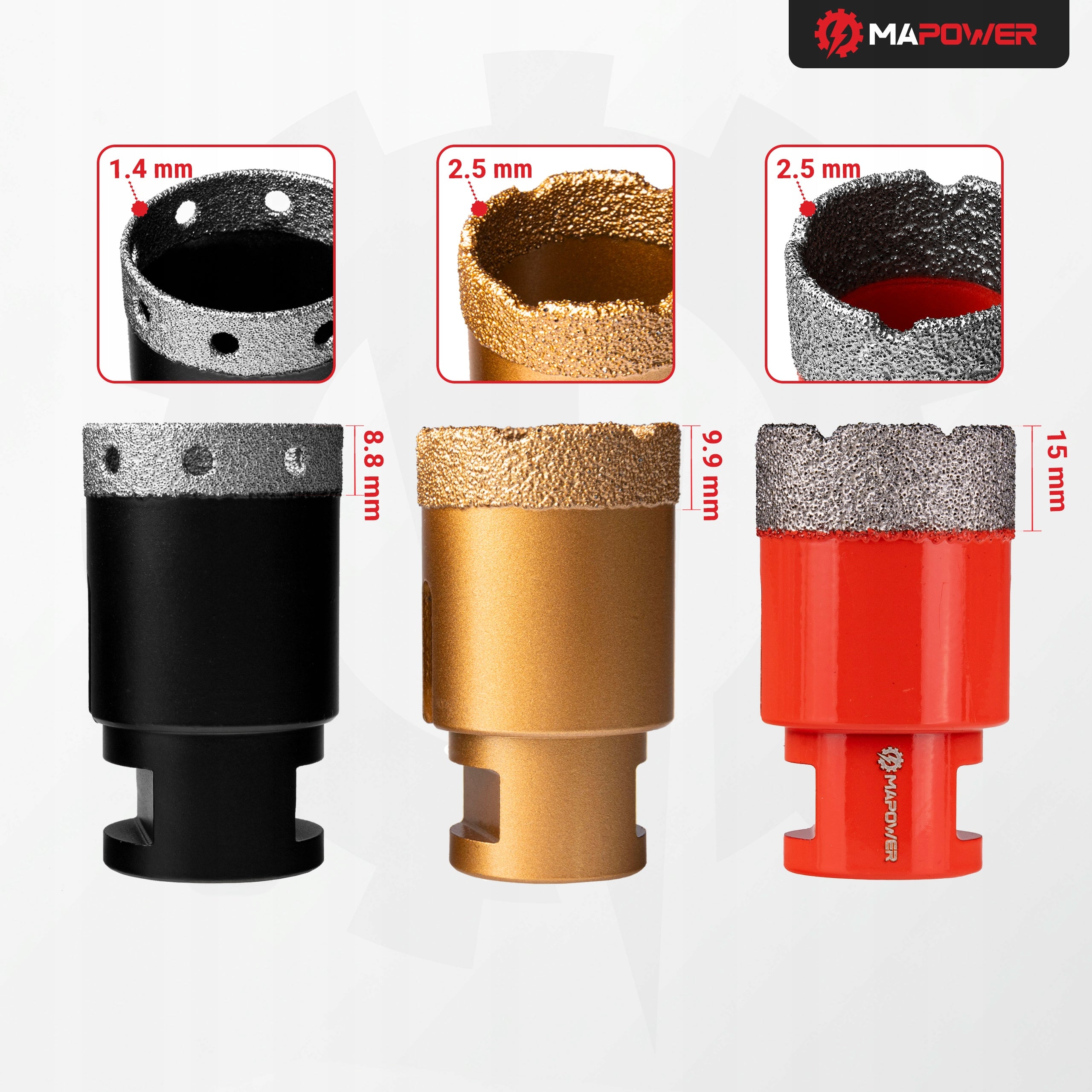 DIAMOND HOLE SAW LACE FOR TILE STONEWARE SET OF FORAMINIFERA 6-68MM+ADAPTER Diameter 68 mm