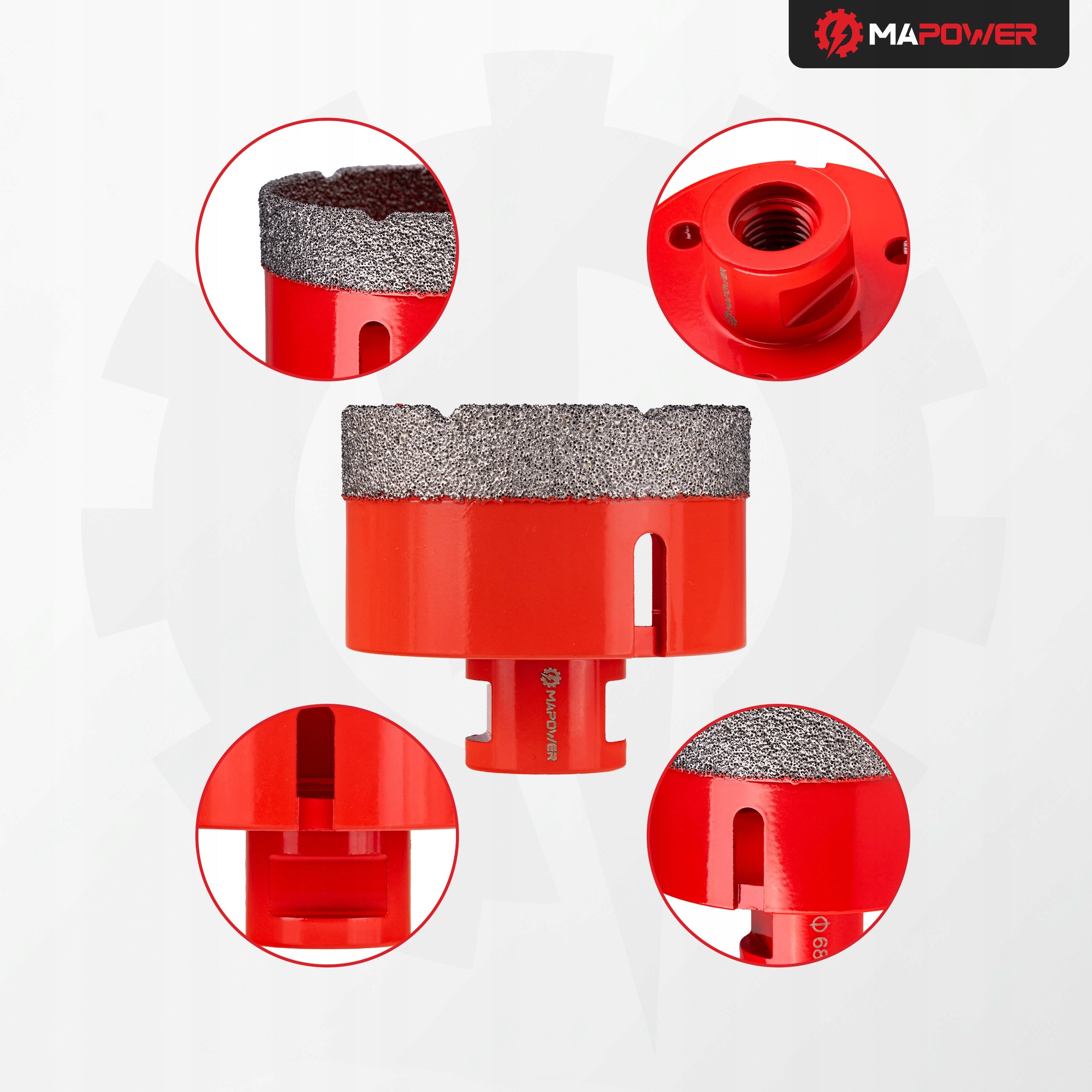 DIAMOND HOLE SAW LACE FOR TILE STONEWARE SET OF FORAMINIFERA 6-68MM+ADAPTER Series do płytek gresu glazury ceramiki marmuru
