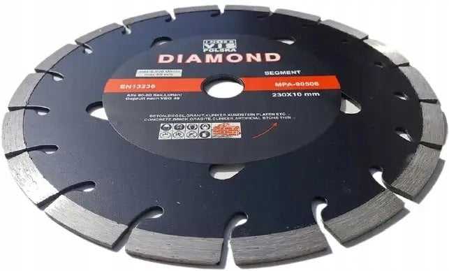 DIAMOND SEGMENTED DISC FOR CONCRETE CUBES 230 MM Manufacturer code IVSEG230PAB