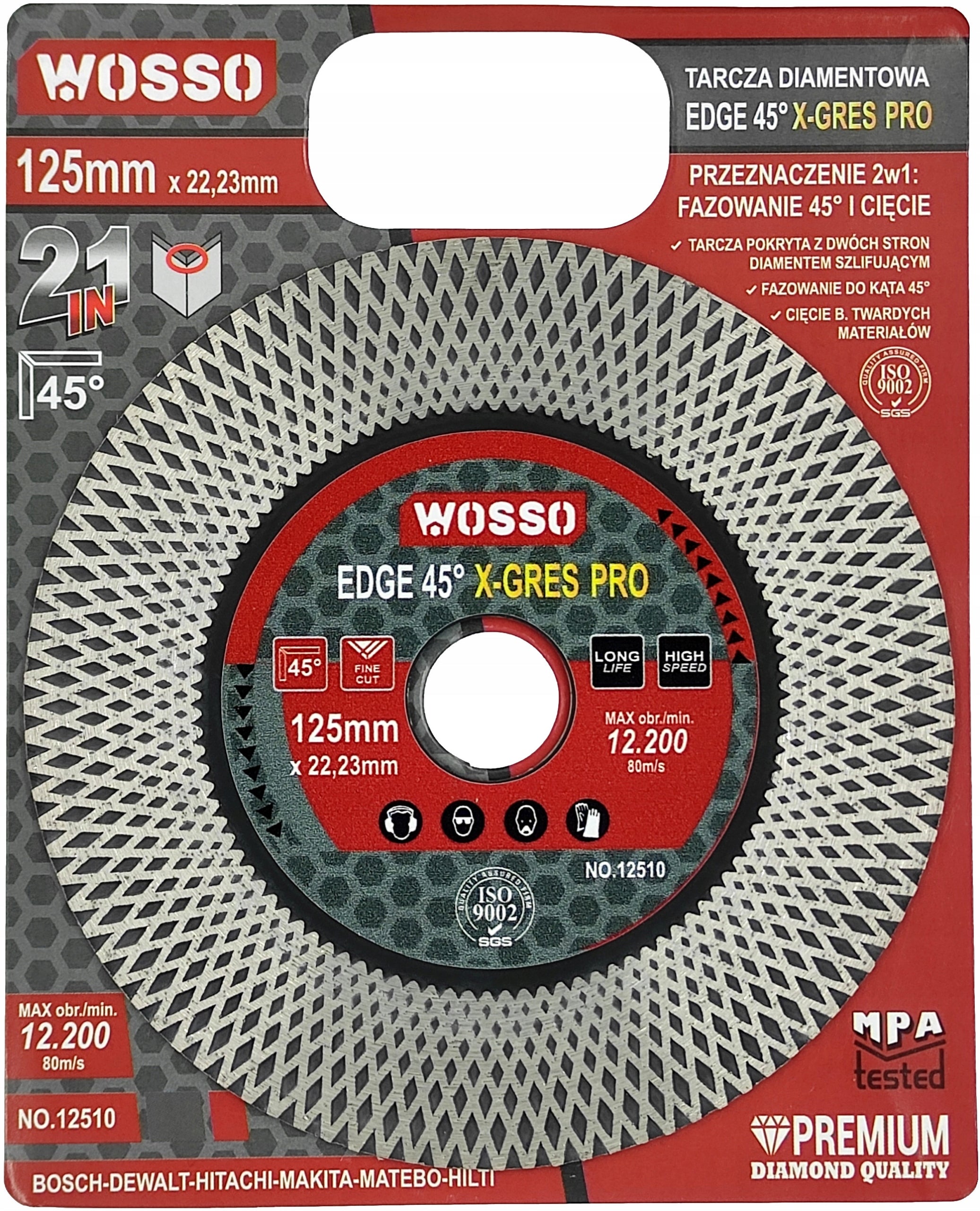 DIAMOND disc 125 for CHAMFERING 45 degree cutting stoneware tiles stoneware 125mm Brand WOSSO