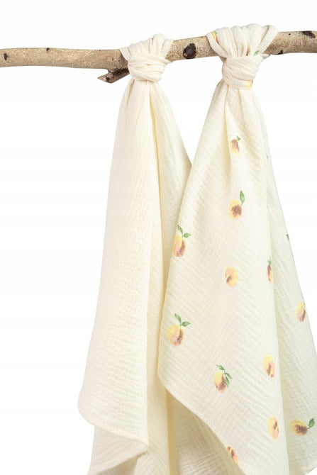DIAPER MUSLIN CROCHETED 60X75 2-PACK PEACH CREAM Brand Sensillo
