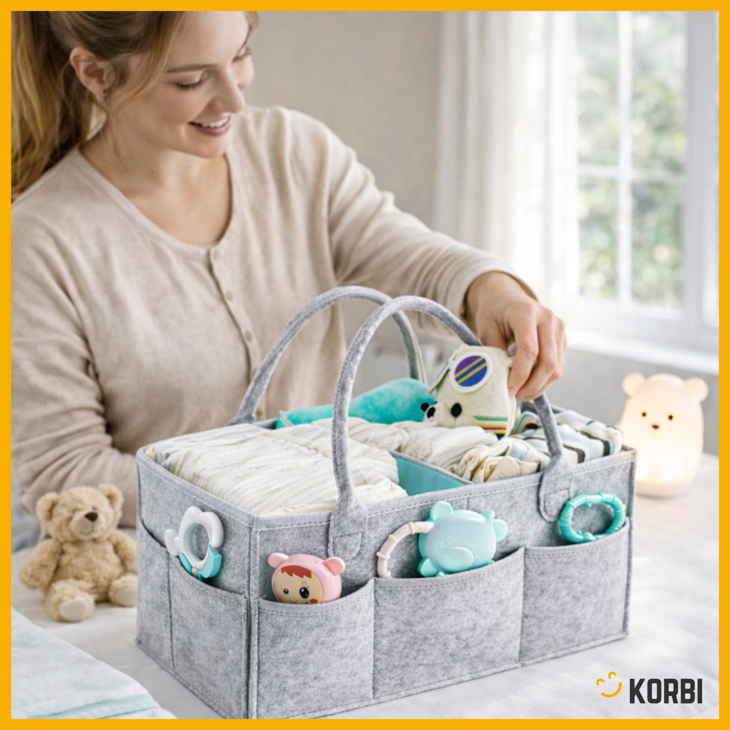 DIAPER ORGANIZER BAG FOR BABY MOM FELT MULTIFUNCTIONAL FELT Manufacturer code Korbi ORGANIZER FILCOWY PIELUSZKI NIEMOWLĘCY