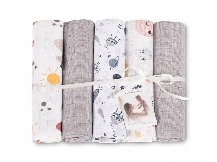 DIAPER TETRA 70X80 5-PACK COSMOS GREY