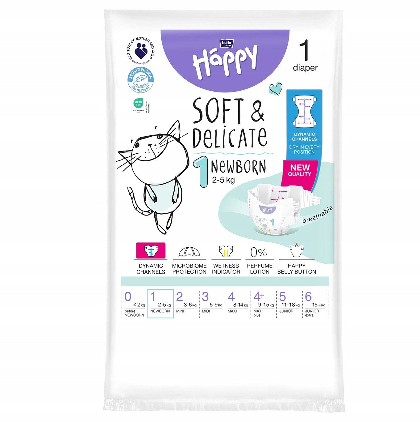 DIAPERS BELLA HAPPY 1 NEWBORN 2-5KG 1PC.