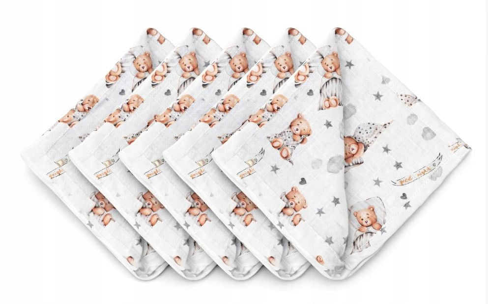 DIAPERS MUSLIN DIAPERS 38 x 38 cm COTTON 5 PIECES SOFT